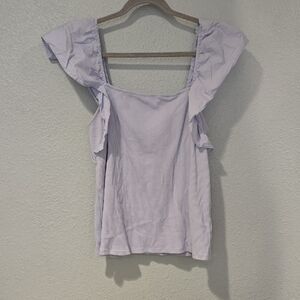 Light Blue Ruffle Sleeve Top